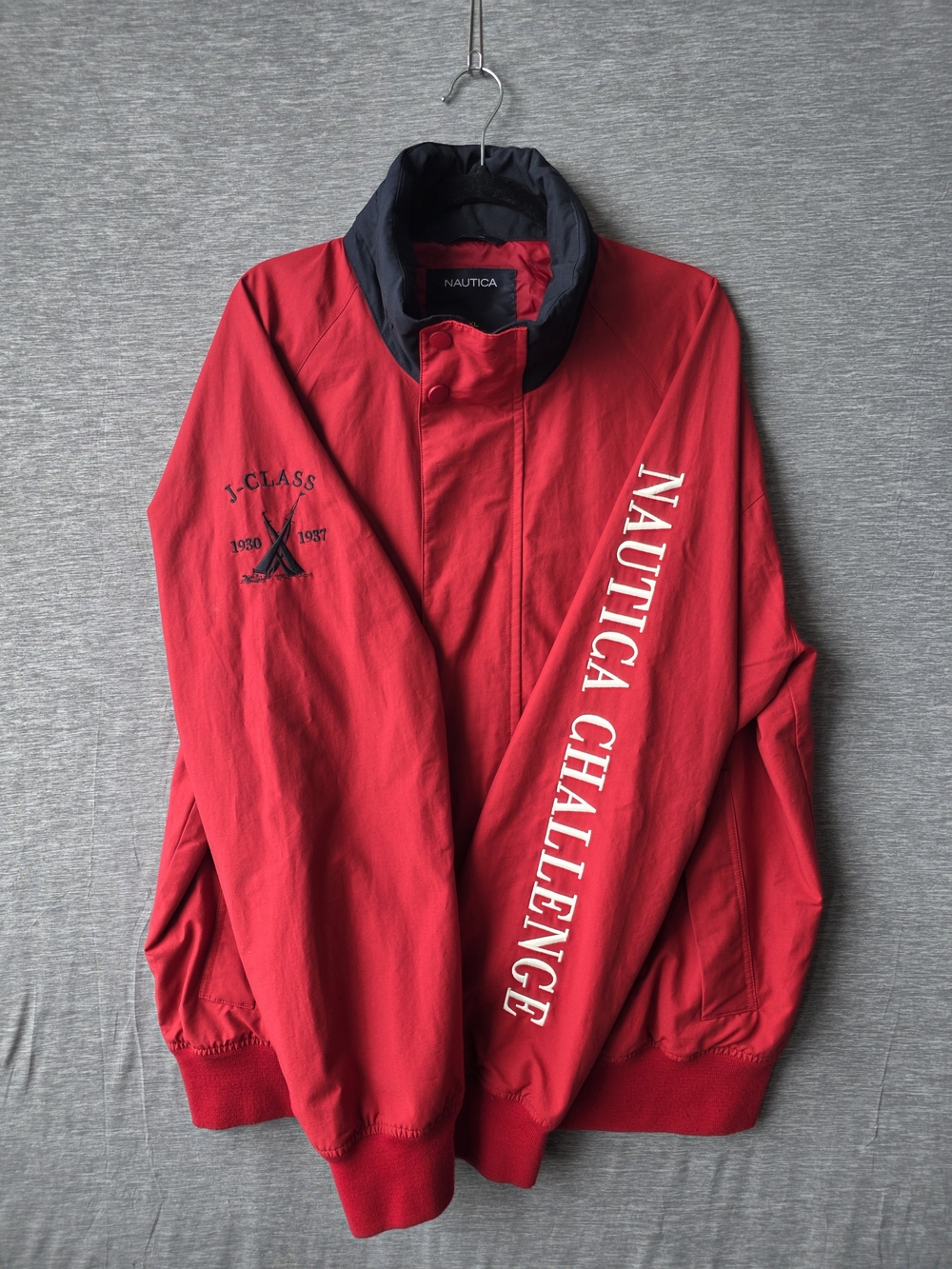 Vintage Nautica Challenge J-Class Sailing Jacket Men’s XXL Red Spellout 90s